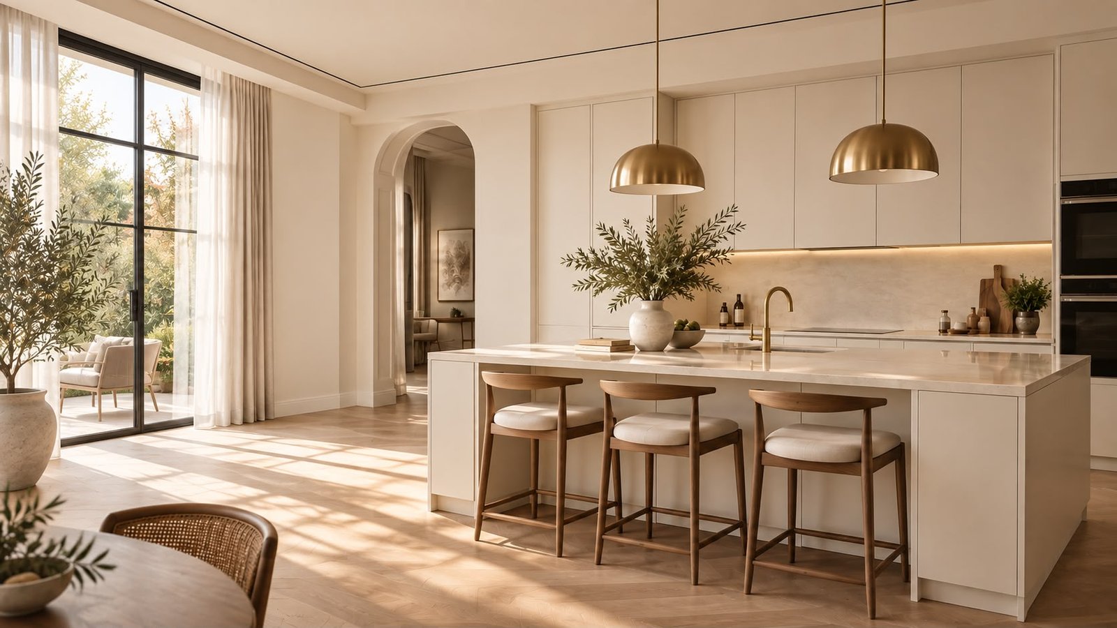 Cocina serena abierta al resto de la vivienda